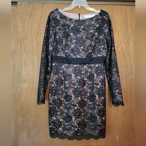 Trina Turk Black Lace Long Sleeve Dress, 12